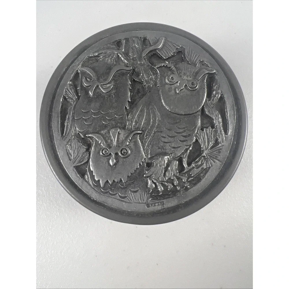 Vintage Pewter Owl‎ box by Metzke